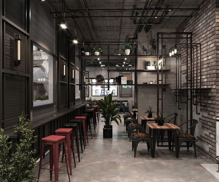 Desain Cafe Gaya Industrial Minimalis