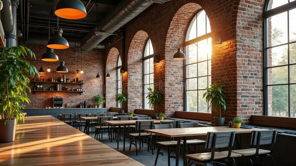 Desain Cafe Gaya Industrial Rustic