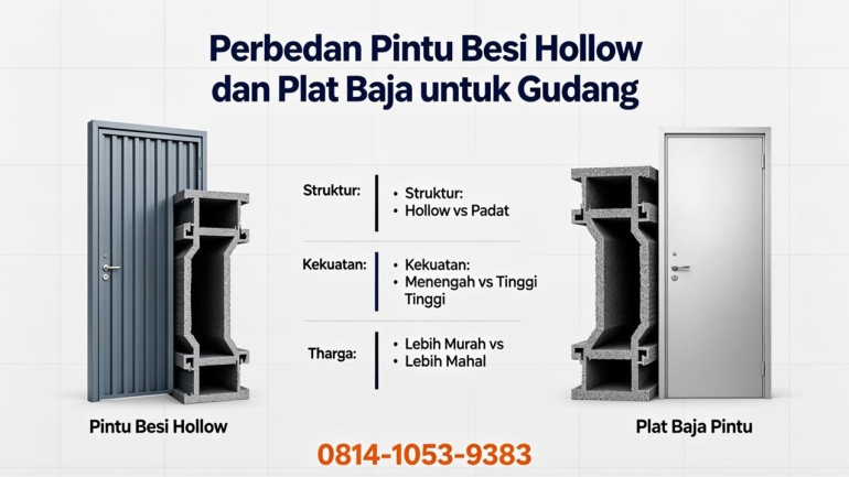 Perbedaan Pintu Besi Hollow dan Plat Baja untuk Gudang