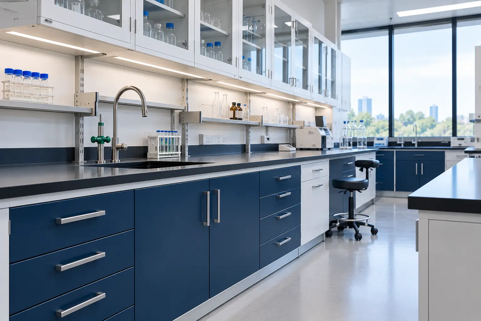 Kabinet dan lemari penyimpanan untuk furniture laboratorium