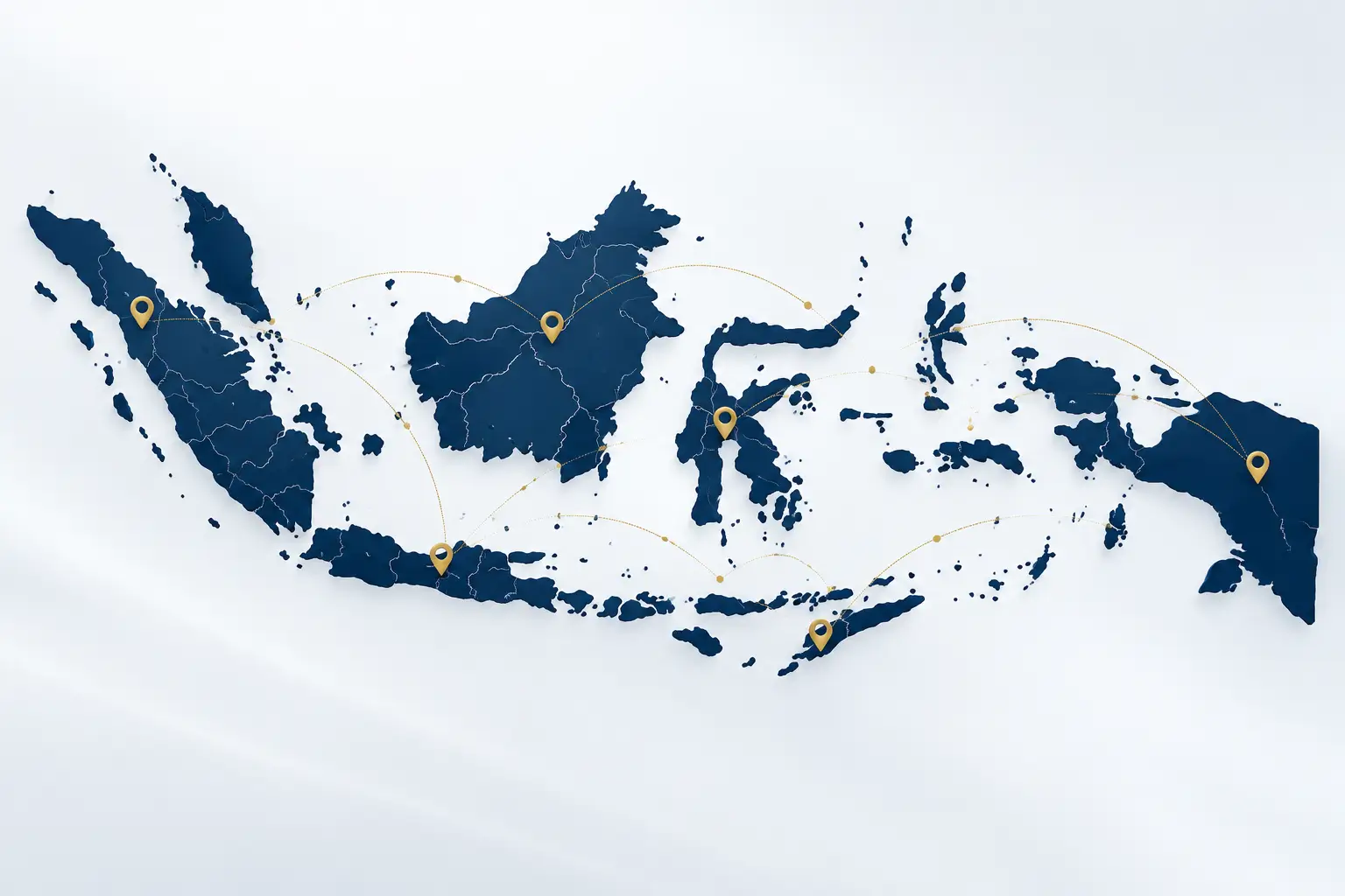 Ilustrasi peta Indonesia untuk area pengiriman furniture laboratorium Elkasindo ke seluruh Indonesia