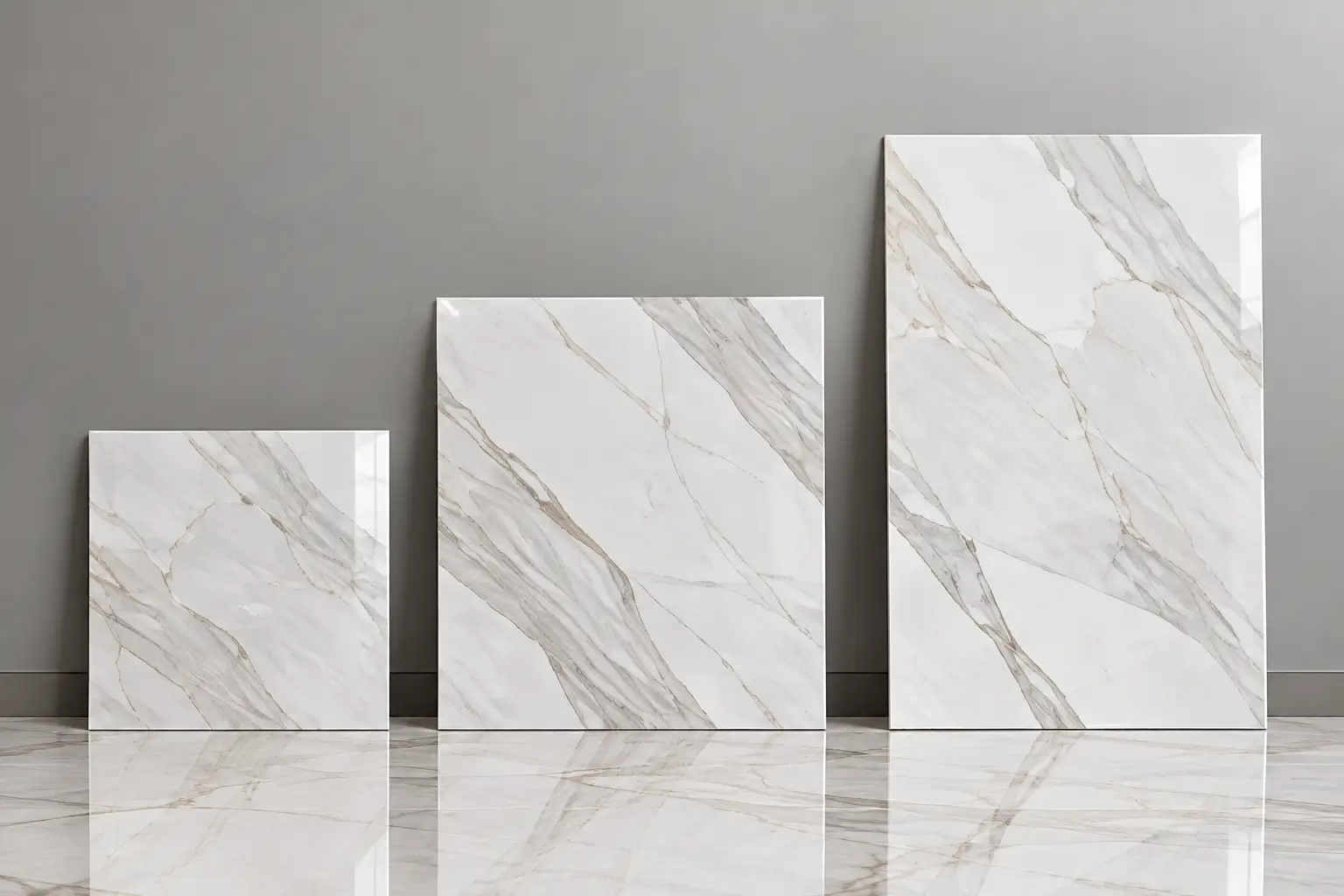 Visual perbandingan ukuran granit 60x60, 80x80, dan 60x120
